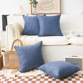 Home Brilliant Throw Pillows for Couch Set of 4 Lined Linen Decorative Pillow Covers Indigo for Bench Sofa, 18x18 inch, Navy Blue