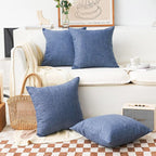 Home Brilliant Throw Pillows for Couch Set of 4 Lined Linen Decorative Pillow Covers Indigo for Bench Sofa, 18x18 inch, Navy Blue