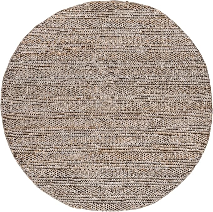 SAFAVIEH Natural Fiber Collection Area Rug - 6' Round, Beige, Handmade Jute, Braided Woven Design, Ideal for Living Room, Bedroom (NF212B)