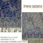 Achillea Reversible Paisley Pashmina Rave Scarf – Exotic Indian Shawls and Wraps for Evening Dresses, Festivals, All Seasons