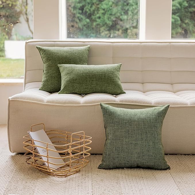 Home Brilliant Spring Pillow Cover 18 x 18 Linen Decorative Throw Pillow for Bed, Couch, Sofa, Living Room Decor, 1 pc, 18x18 inch, Green