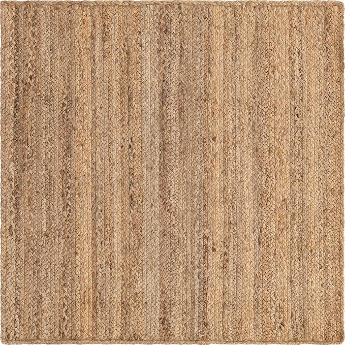 Unique Loom Braided Jute Collection Area Rug - Dhaka (4' 1" Square, Natural)