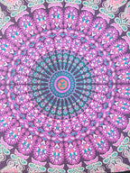 CRAFT KALA Mandala Floor Pillow Cushion Cover Seating Throw Cover Hippie Decorative Bohemian Ottoman Poufs Pom Pom Pillow Cases Boho Indian Cotton Living Room Yoga Home Décor 35" Square, Pink Peacock