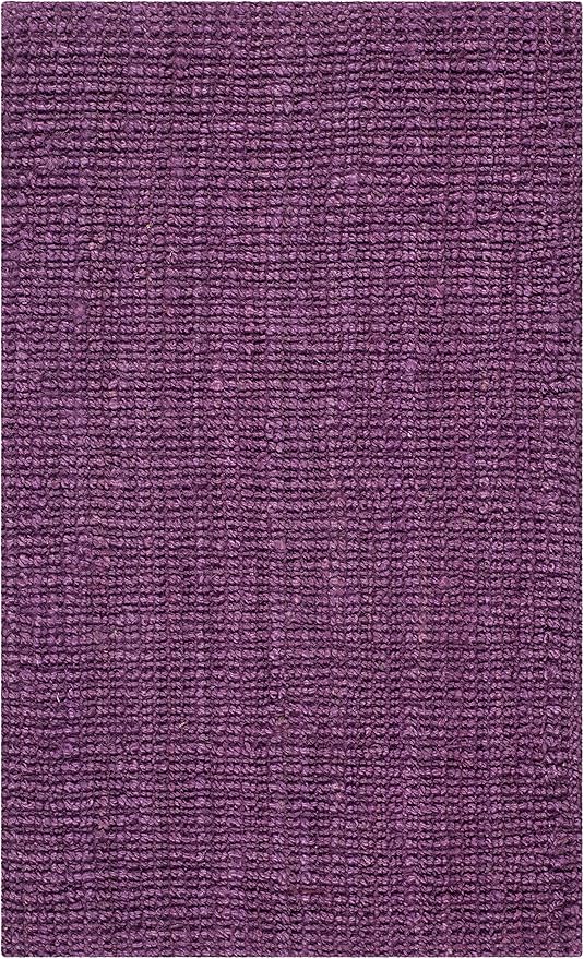 SAFAVIEH Natural Fiber Collection Area Rug - 2'6" x 4', Purple, Handmade Jute, Farmhouse Style, Chunky Textured Thick Pile (NF447B)