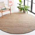 SAFAVIEH Natural Fiber Collection Area Rug - 7' Round, Olive & Natural, Handmade Flat Weave Stripe Jute & Cotton Jute, Ideal for High Traffic Areas in Living Room, Bedroom (NFB655X)
