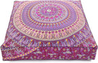 Popular Handicrafts Floor Pillow Cushion Cover - Hippie Mandala Square Ottoman Indian Elephant Camel Daybed Oversized Cotton Cushion Cover with Heavy Duty Zipper - Dog-Pets Bed, 35" Maroon Pink