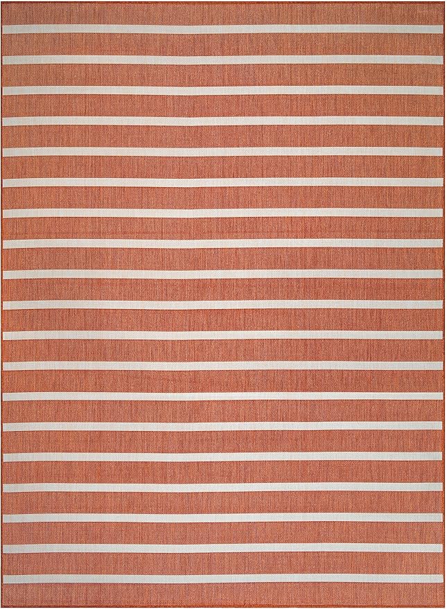 Nourison Home Positano Terracotta Ivory 9' x 12' Area Rug - Easy Clean, Non Shedding, Bed Room, Living Room, Dining Room, Kitchen (9' x 12')