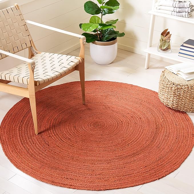 SAFAVIEH Natural Fiber Collection 3' Round Rust NFB901P Handmade Premium Jute Entryway Foyer Living Room Bedroom Kitchen Area Rug