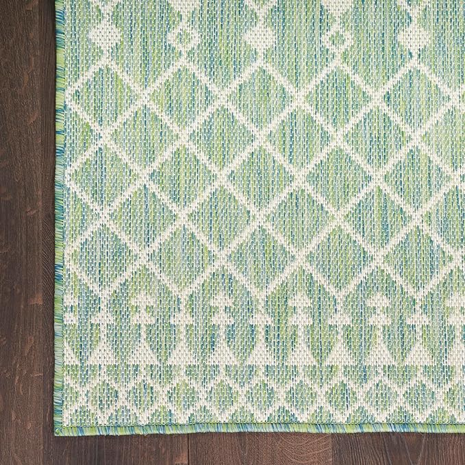 Nourison Home Positano Blue Green 8' x 10' Area Rug - Easy Clean, Non Shedding, Bed Room, Living Room, Dining Room, Kitchen (8' x 10')