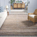 SAFAVIEH Area Rug 8x10 - Cape Cod Collection - Large - Blue & Beige, Handmade Denim & Jute, Ideal for Living Room, Bedroom, Office, Dining Space (CAP153M)