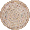 SAFAVIEH Area Rug 10' Round - Cape Cod Collection - Large - Beige & Multi, Handmade Jute & Cotton, Woven Braided Design (CAP202B)
