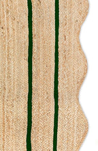 Wave Scalloped Natural Jute Runner, Green (2'6"x8'): Boho Farmhouse Scallop Entryway Rug