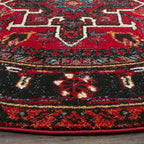 SAFAVIEH Vintage Hamadan Collection Area Rug - 11' Round, Red & Multi, Traditional Persian Design, Non-Shedding & Easy to Clean, Ideal for Living Room, Bedroom, Dining Space (VTH211A)
