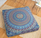 Popular Handicrafts Floor Pillow Cushion Cover - Hippie Mandala Square Ottoman Indian Elephant Camel Daybed Oversized Cotton Cushion Cover with Heavy Duty Zipper - Dog-Pets Bed, 35" Blue Turqouise