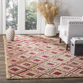 SAFAVIEH Cape Cod Collection Area Rug - 5' x 8', Natural & Red, Handmade Flat Weave Diamond Braided Jute & Denim, Ideal for High Traffic Areas in Living Room, Bedroom (CAP354B)