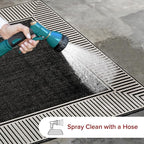 Nuloom Asha Black/Ivory, 9'6" x 12', Casual, Striped Border, Soft and Cozy, High Traffic, Stain Resistant, Easy Clean, Durable Area Rug for Indoor/Outdoor Patio, Deck, Porch, Garden, Courtyard