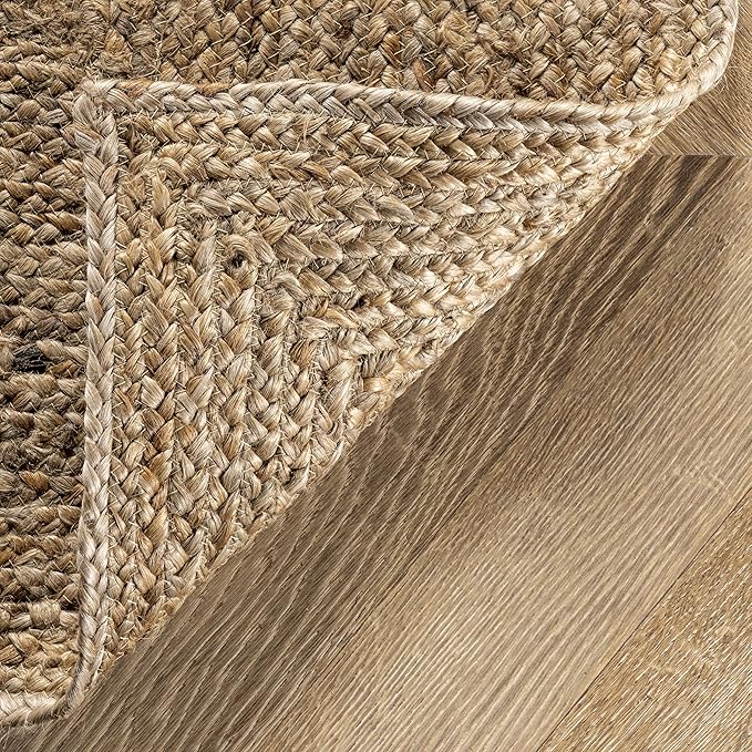 Rugs USA Juniper Natural/Ivory, 9'6" x 13'6", Hand Braided, Tiled, Jute, Soft and Textured, High Traffic, Stain Resistant, Easy Clean, Durable Area Rug for Bedroom, Living Room, Dining, Den, Foyer