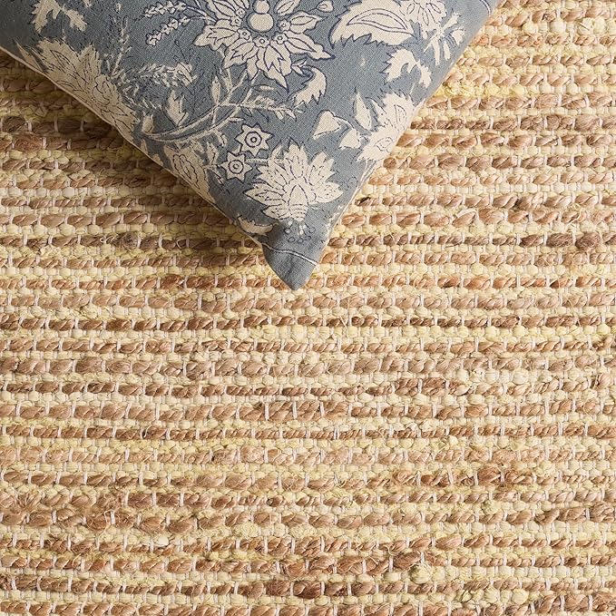 SAFAVIEH Area Rug 6x9 - Cape Cod Collection - Yellow & Natural, Handmade Jute & Cotton, Ideal for Living Room, Bedroom, Dining Space (CAP236C)