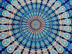 Round Beach Tapestry Turquoise Mandala Throw/Boho Hippie Beach Blanket Roundie/Indian Cotton Bohemian Large Round Table Cloth-Home Decor/Yoga Mat Meditation Picnic Rug (42", Blue)