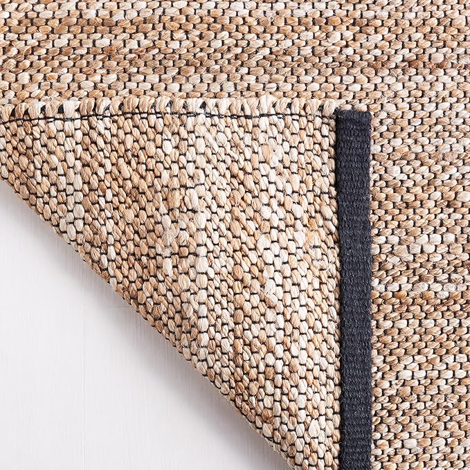 SAFAVIEH Natural Fiber Collection Accent Rug - 4' x 6', Natural & Black, Handmade Farmhouse Boho Coastal Rustic Jute, Ideal for High Traffic Areas in Entryway, Living Room, Bedroom (NF832A)