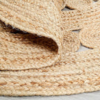 Hand Woven Jute Area Rug - 3' Round - Rustic Beige Reversible Farmhouse Rugs for Living Room, Bedroom, Kitchen - Vintage Natural Braided Entry Floor Décor Circle Boho Round Jute Rug 3ft
