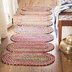 SAFAVIEH Cape Cod Collection Runner Rug - 2'3" x 8', Red & Multi, Handmade Braided Jute & Cotton, Ideal for High Traffic Areas in Living Room, Bedroom (CAP208Q)