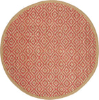 SAFAVIEH Natural Fiber Collection 6' Round Fuchsia NF266G Handmade Boho Diamond Tassel Jute Area Rug