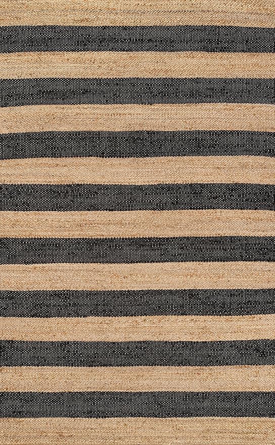 JONATHAN Y Jayden Woven Jute Stripe Natural/Black Indoor Area Rug, 8x10, Rustic, Farmhouse, Traditional, Lodge, Easy-Cleaning for Living Room, Bedroom, Kitchen, Non-Shedding (NRF202B-8)