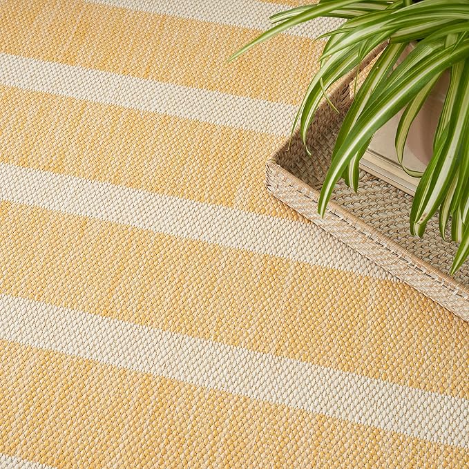 Nourison Home Positano Yellow Ivory 5' x 7' Area Rug - Easy Clean, Non Shedding, Bed Room, Living Room, Dining Room, Kitchen (5' x 7')