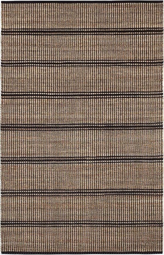 Dash & Albert Arbor Handwoven Jute Rug, 10 X 14 Feet, Black Stripe Pattern