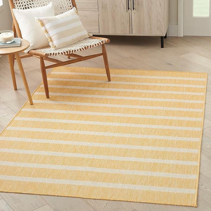 Nourison Home Positano Yellow Ivory 5' x 7' Area Rug - Easy Clean, Non Shedding, Bed Room, Living Room, Dining Room, Kitchen (5' x 7')