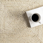 Rugs USA Juniper Tiled Jute Area Rug, 4x6, Ivory