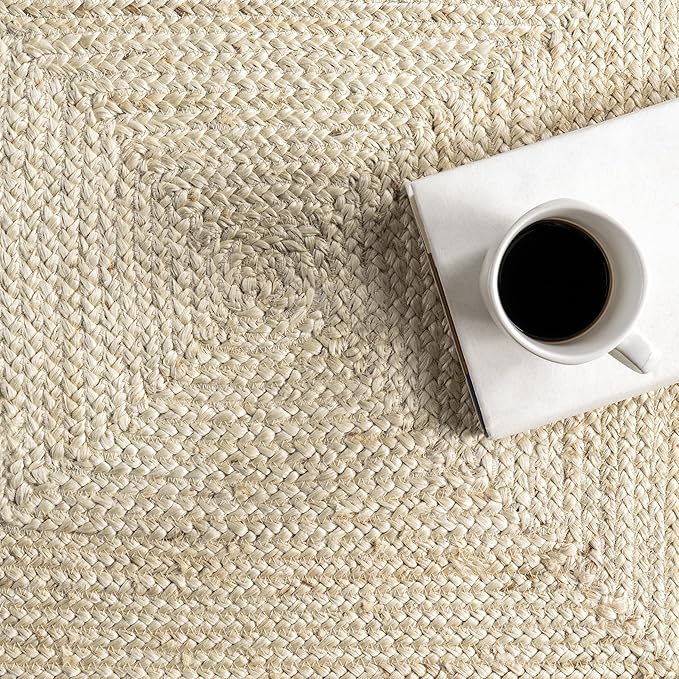 Rugs USA Juniper Tiled Jute Area Rug, 5x8, Ivory