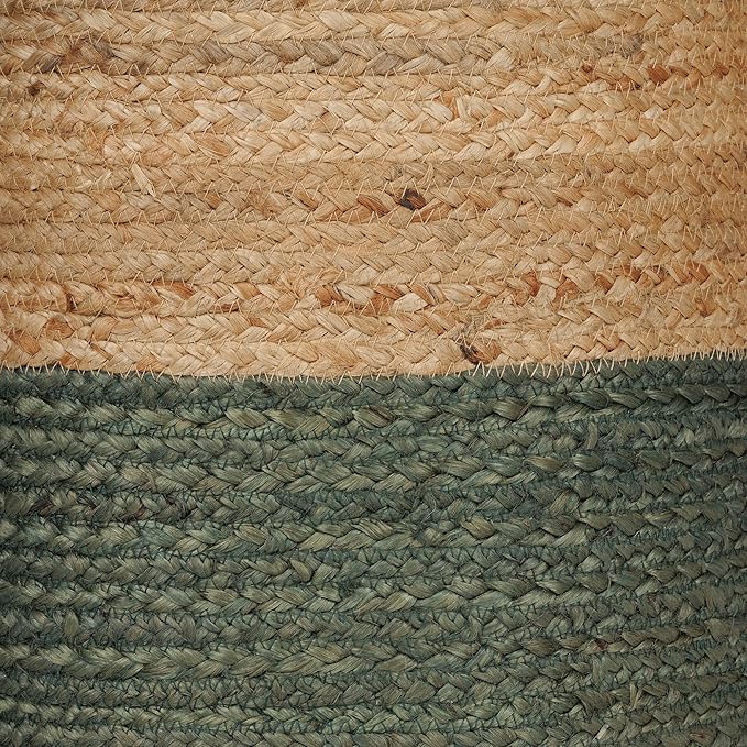 REDEARTH · Cylindrical Pouf Foot Stool Ottoman - Jute Braided Pouffe Poof Accent Sitting Footrest for The Living Room, Bedroom, Nursery, Patio, Lounge - Set of 2 (14.5”X14.5”X16”; Natural Olive)