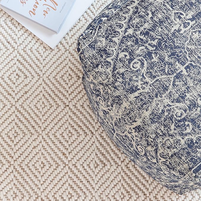 Anji Mountain Pouf Ottoman Foot Rest, Handmade Ottoman Pouf, Comfortable Foot Stool, Decorative Floor Seating for Living Room Decor, Bedroom & Home Décor Accent - Hanalei