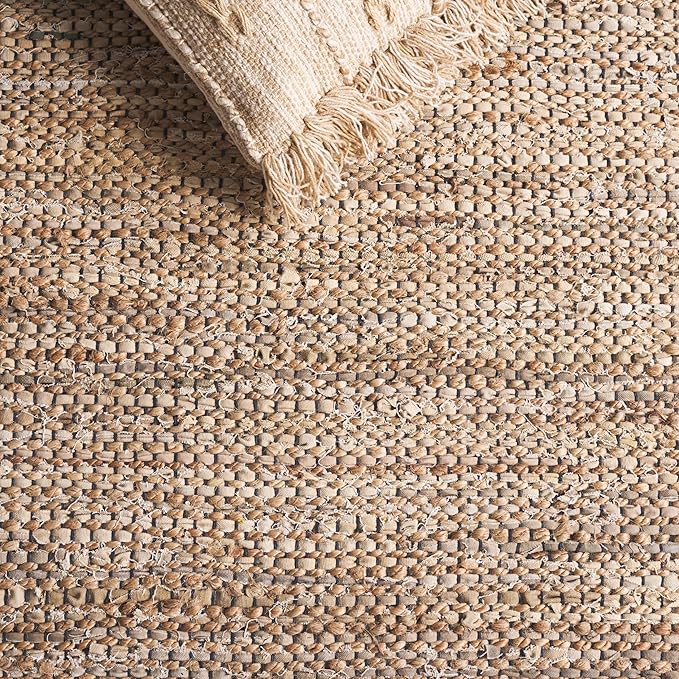 SAFAVIEH Cape Cod Collection Runner Rug - 2'3" x 8', Beige, Handmade Jute & Denim, Ideal for Living Room, Hallway, Foyer, Bedroom (CAP153B-28)