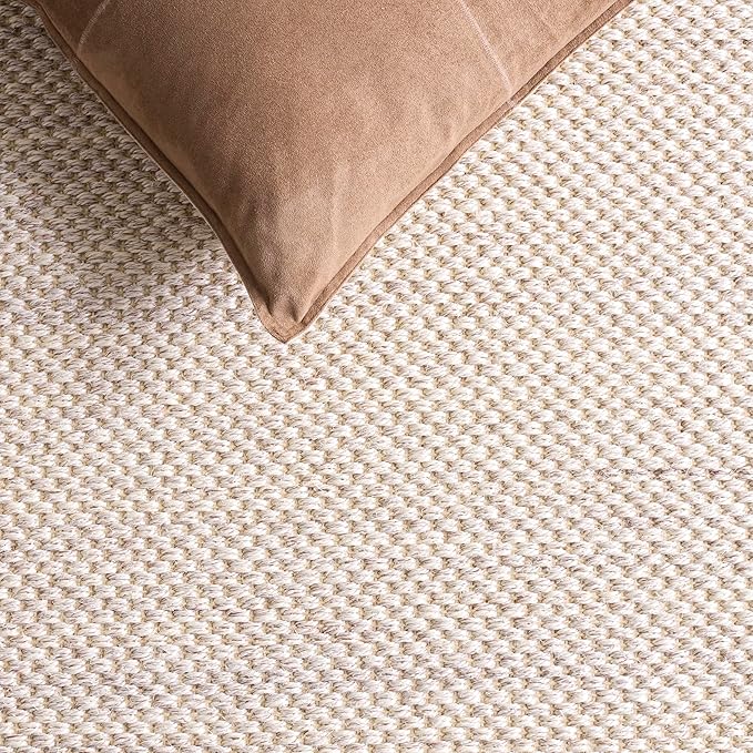 SAFAVIEH Area Rug 4' Round - Natural Fiber Collection - Marble & Black, Sisal, Woven Design with Border (NF143A)