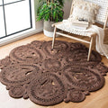 SAFAVIEH Area Rug 7' Round - Natural Fiber Collection - Rust, Handmade Jute, Decorative Boho Floral Design (NF360T)