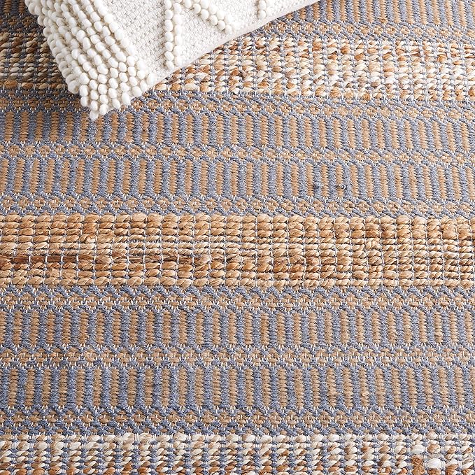 SAFAVIEH Natural Fiber Collection Accent Rug - 3' x 5', Grey & Natural, Handmade Flat Weave Stripe Jute & Cotton, Ideal for High Traffic Areas in Entryway, Living Room, Bedroom (NFB652F)