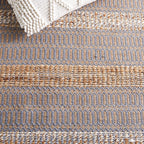 SAFAVIEH Natural Fiber Collection Accent Rug - 3' x 5', Grey & Natural, Handmade Flat Weave Stripe Jute & Cotton, Ideal for High Traffic Areas in Entryway, Living Room, Bedroom (NFB652F)