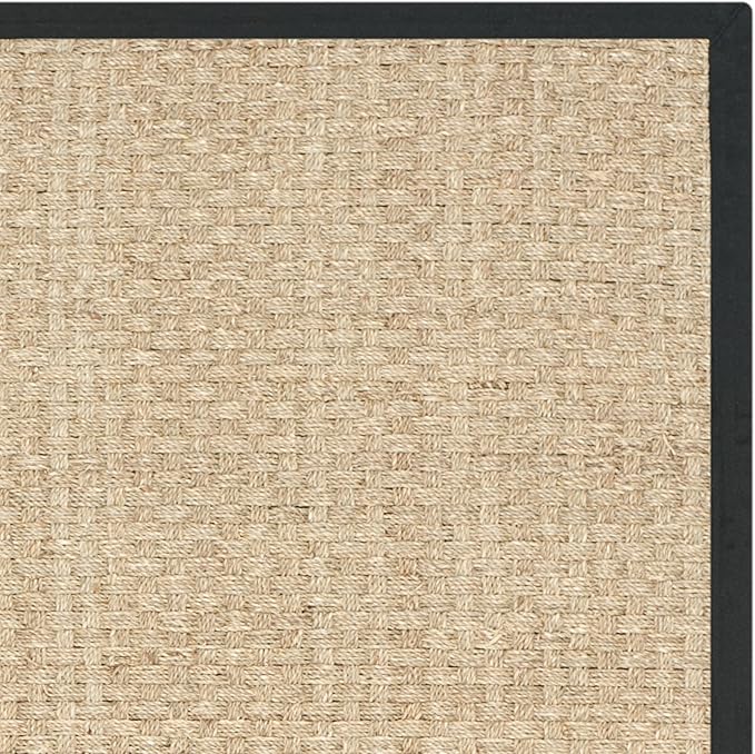 SAFAVIEH Area Rug 8x10 - Natural Fiber Collection - Large - Natural & Black, Seagrass, Basketweave Pattern (NF114C)