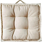 Verpert Square Thick Floor Seating Cushions,Solid Thick Tufted Cushion Meditation Pillow for Sitting on Floor,Tatami Pad for Guests or Kids Reading Nook,Yoga Living Room Sofa Balcony Outdoor (Beige)