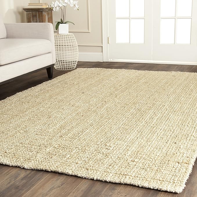SAFAVIEH Natural Fiber Collection Area Rug - 6' x 9', Ivory, Handmade Farmhouse Jute, Ideal for High Traffic Areas in Living Room, Bedroom (NF730A)