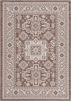 Rugs.com Outdoor Aztec Collection Rug – 6' x 9' Brown Flatweave Rug Perfect for Living Rooms, Large Dining Rooms, Open Floorplans