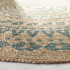 SAFAVIEH Natural Fiber Round Collection 3' Round Aqua NF802A Handmade Boho Mandala Braided Jute Area Rug