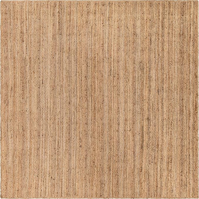 Unique Loom Braided Jute Collection Area Rug - Dhaka (10' Square, Natural)