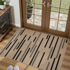 Tangsoo Stripe Easy Jute Rug,Ultra Thin 2x3 Outdoor Rug for Entryway,Non-Slip Washable Small Rug Modern Front Door Mat Non Shedding Throw Carpet for Kitchen Bedroom Porch Doorway