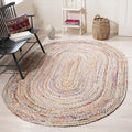 SAFAVIEH Area Rug 4x6 Oval - Cape Cod Collection - Beige & Multi, Handmade Jute & Cotton, Woven Braided Design (CAP202B)