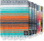 Benevolence LA Authentic Handwoven Mexican Blanket | Yoga Blankets, Outdoor, Picnic, Beach, Camping | Equestrian Saddle | Serape 50x70 inches - Mandarin, Pack of 1