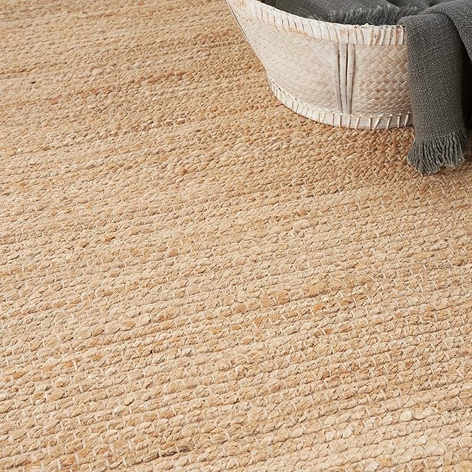 Nourison Home Natural Jute Bleached 5' x 7' Area Rug - Easy Clean, Non Shedding, Bed Room, Living Room, Dining Room, Kitchen (5' x 7')